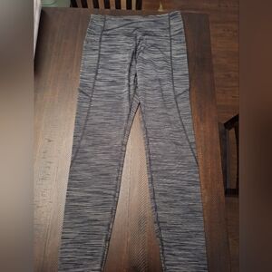 Womens Gray Striped Leggings